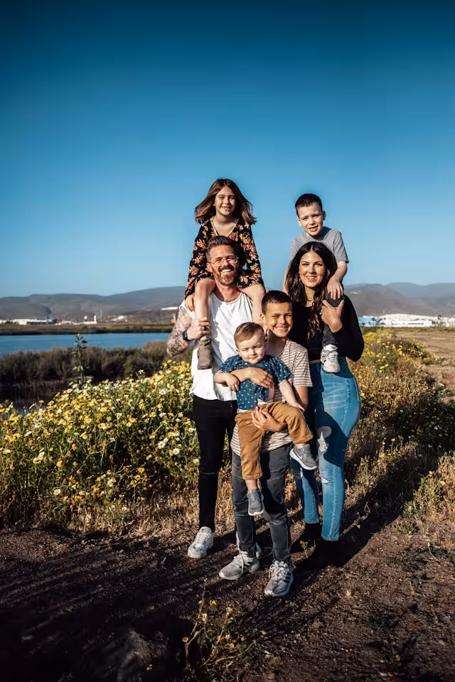 Happy family in nature